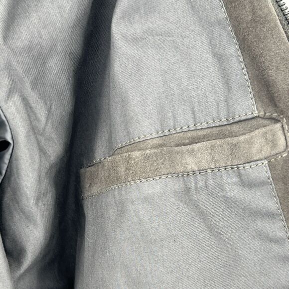 HYDEN YOO Mens Classic Bomber Coat Jacket Leather Ultra 100% Suede Sz S Zip Grey - Picture 7 of 9